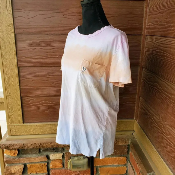 VS PINK 2019 Campus Embroidered Logo Pocket Tie-Dye T-Shirt Size Small - Picture 7 of 14